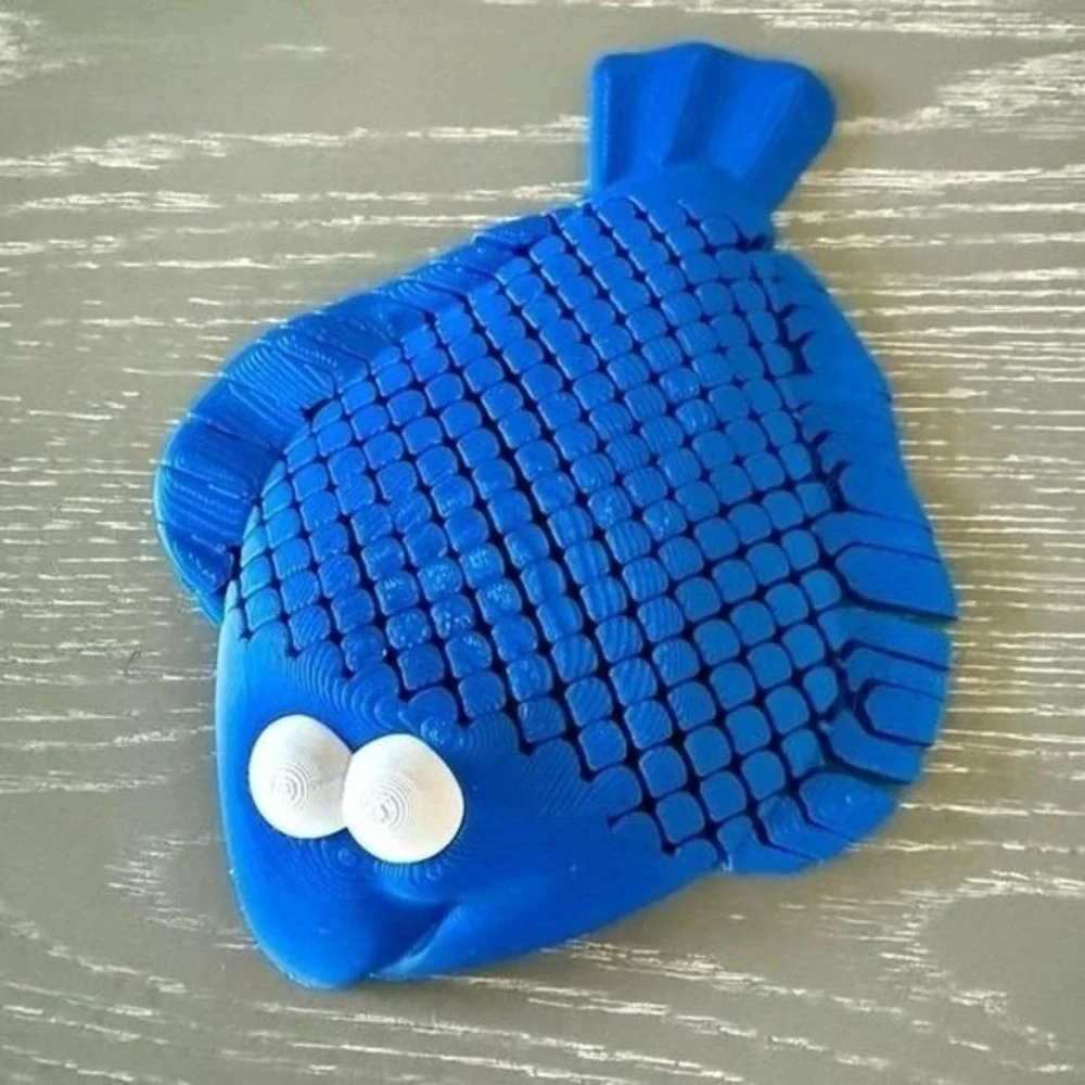 Blue 3D‎ Printed Fish Desk Buddy Shelf Decor Unique Fun Gift